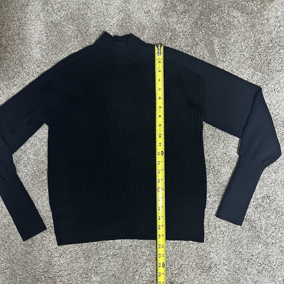 Cos Sweater Women’s XS Navy Blue 100% Wool Knit Mock Neck Ribbed *Flaw - Picture 12 of 13
